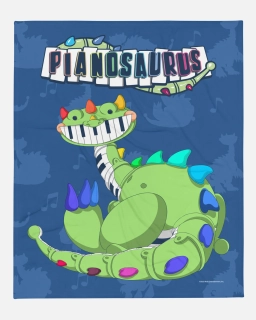 Pianosaurus Blue Throw Blanket